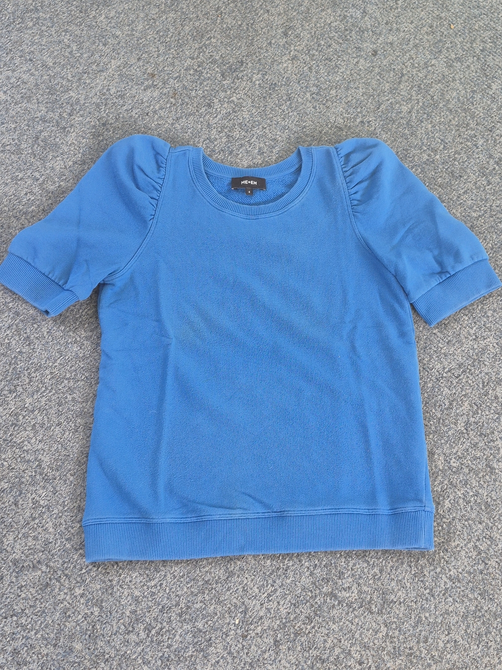 ME+EM Bold Blue Puff Sleeve Crewneck Sweatshirt-S